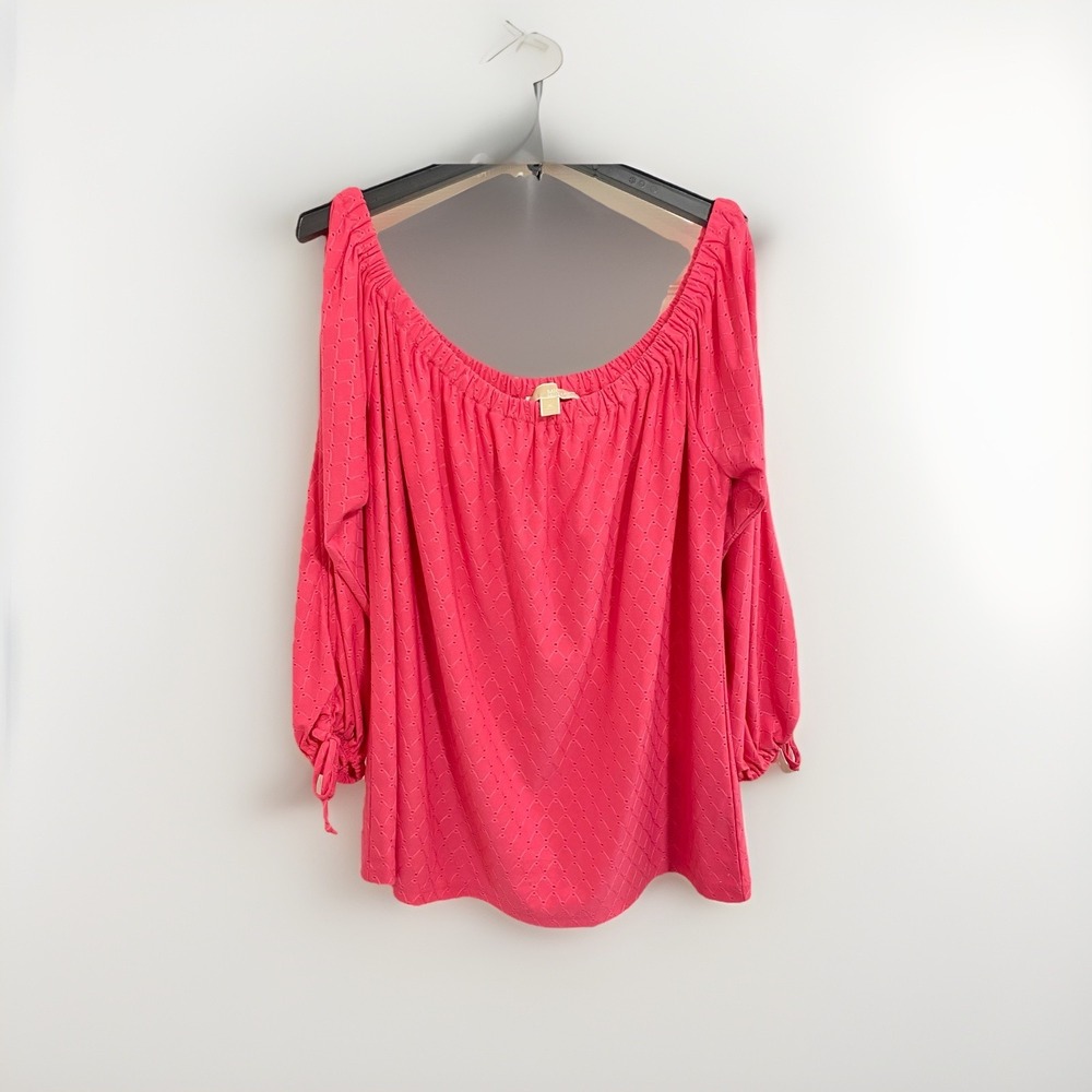 Michael Kors Women's XL Pink Off-the-Shoulder  cold shoulder long Sleeve Blouse‎
